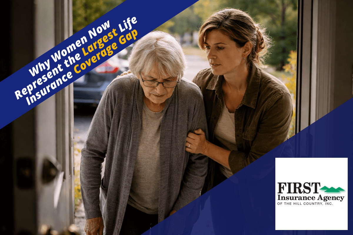 A woman managing caregiving and financial responsibilities pauses in quiet realization of her family's coverage gap.