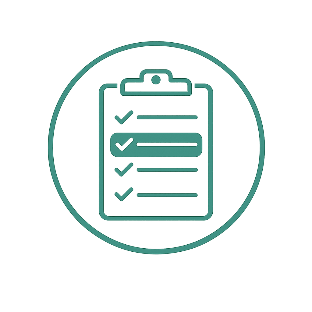 A clipboard with a checklist and one line item highlighted.